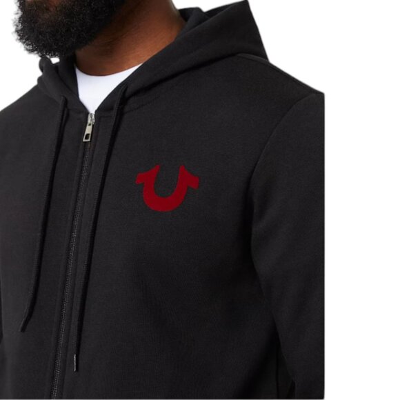 True Religion 2 Piece Fleece Sweatsuit Tracksuit Hoodie Joggers Red Velvet NEW - Picture 9 of 11